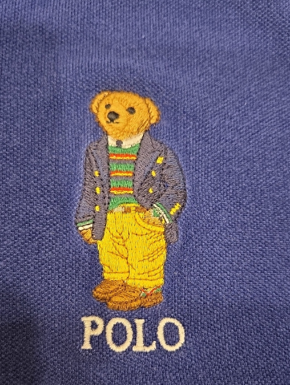POLO RALPH LAUREN POLO BEAR CUSTOM SLIM FIT POLO SHIRT. SIZE MEDIUM NAVY BLUE - Picture 6 of 10